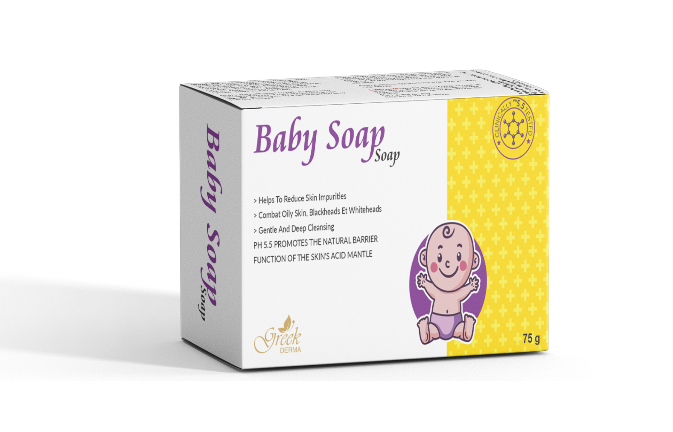 Baby Soap is a gentle cleansing bar specially formulated for delicate baby skin. Enriched with Olive Oil and Almond Oil, it helps cleanse the skin while maintaining natural moisture and softness. The mild formula removes dirt and impurities without causing dryness or irritation. It supports skin hydration and keeps the skin smooth, soft, and nourished after every wash. Suitable for daily use, Baby Soap provides safe and effective cleansing while protecting the baby’s sensitive skin, making it ideal for regular bathing and hygiene.