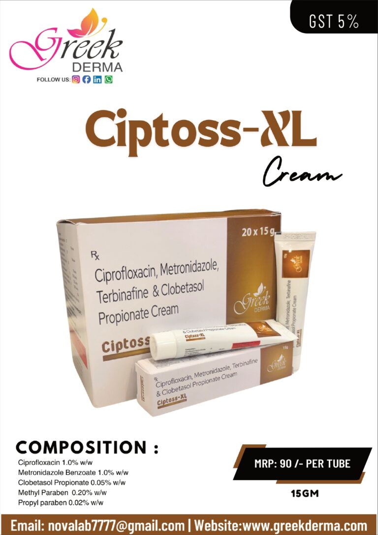 CIPTOSS XL Cream (Ciprofloxacin Hydrochloride, Metronidazole Benzoate, Terbinafine Hydrochloride & Clobetasol Propionate)