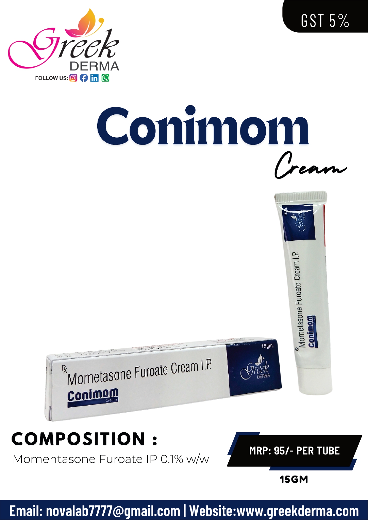 CONIMOM Cream (Mometasone Furoate 0.1% w/w & Chlorocresol 0.1% w/w Cream)