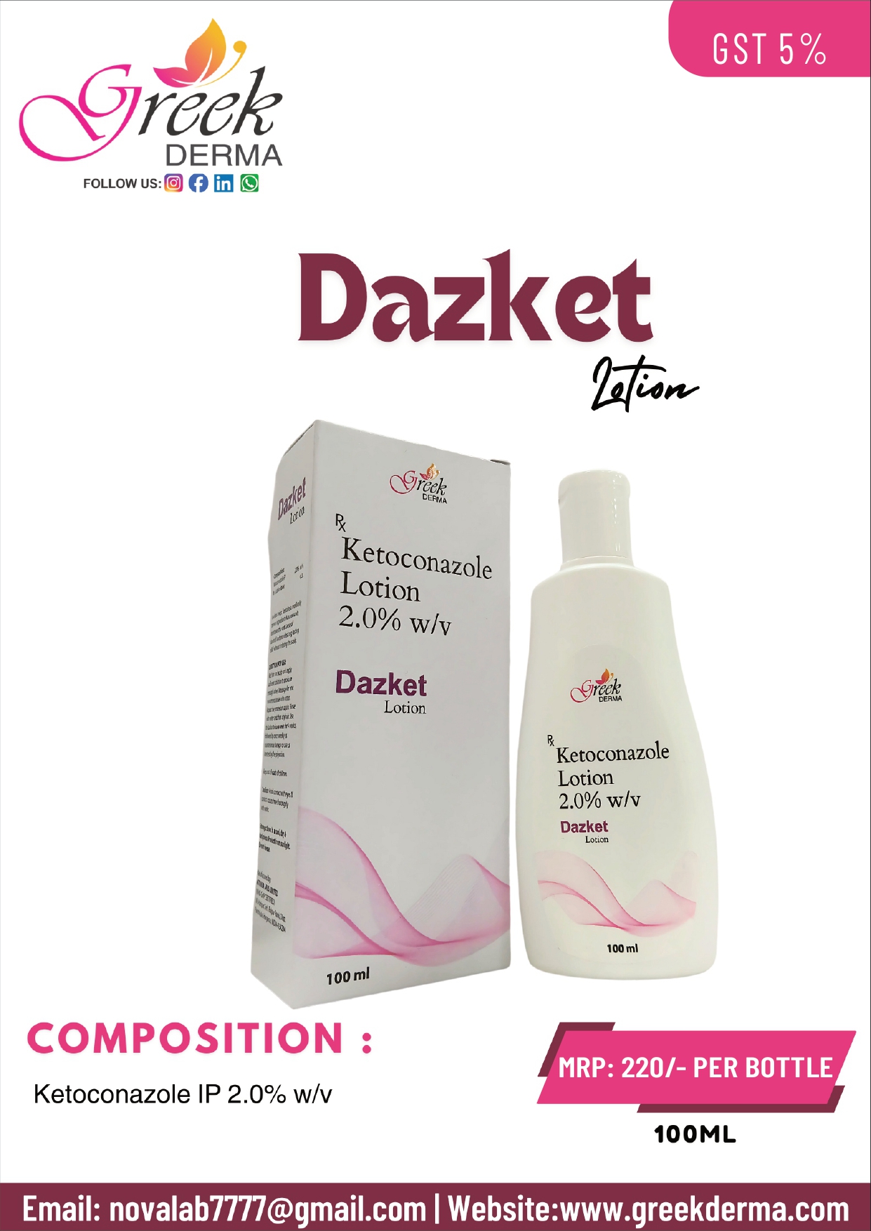DAZKET Lotion (Ketoconazole 2% w/w Lotion)