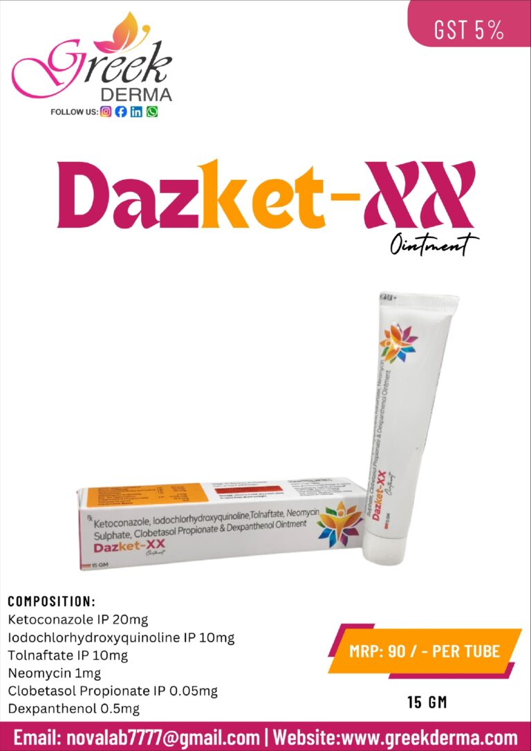 DAZKET-XX Cream (Ketoconazole, Iodochlorhydroxyquinoline, Tolnaftate, Neomycin, Clobetasol Propionate & Dexpanthenol Cream)