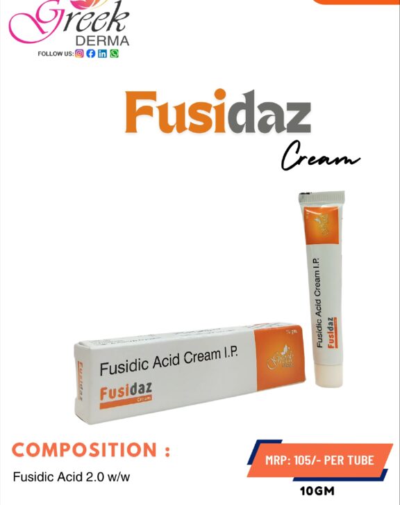 FUSIDAZ Cream is a topical antibiotic formulation designed to manage bacterial skin infections effectively. It contains Fusidic Acid 2% w/w, which works by inhibiting the growth of bacteria responsible for skin infections. The cream helps reduce symptoms such as redness, swelling, and irritation while promoting faster healing of affected skin. Its smooth, non-greasy texture allows easy application and quick absorption. With regular use as directed, FUSIDAZ Cream helps control infection, prevent its spread, and restore healthier skin, making it suitable for daily use in managing bacterial skin concerns.