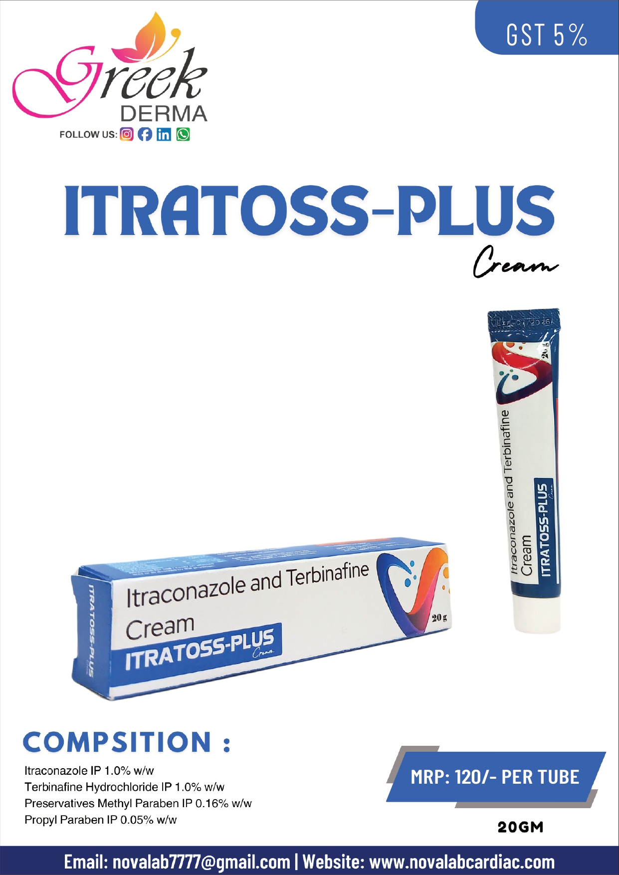 ITRATOSS-PLUS Cream (Itraconazole 1% w/w & Terbinafine 1% w/w)