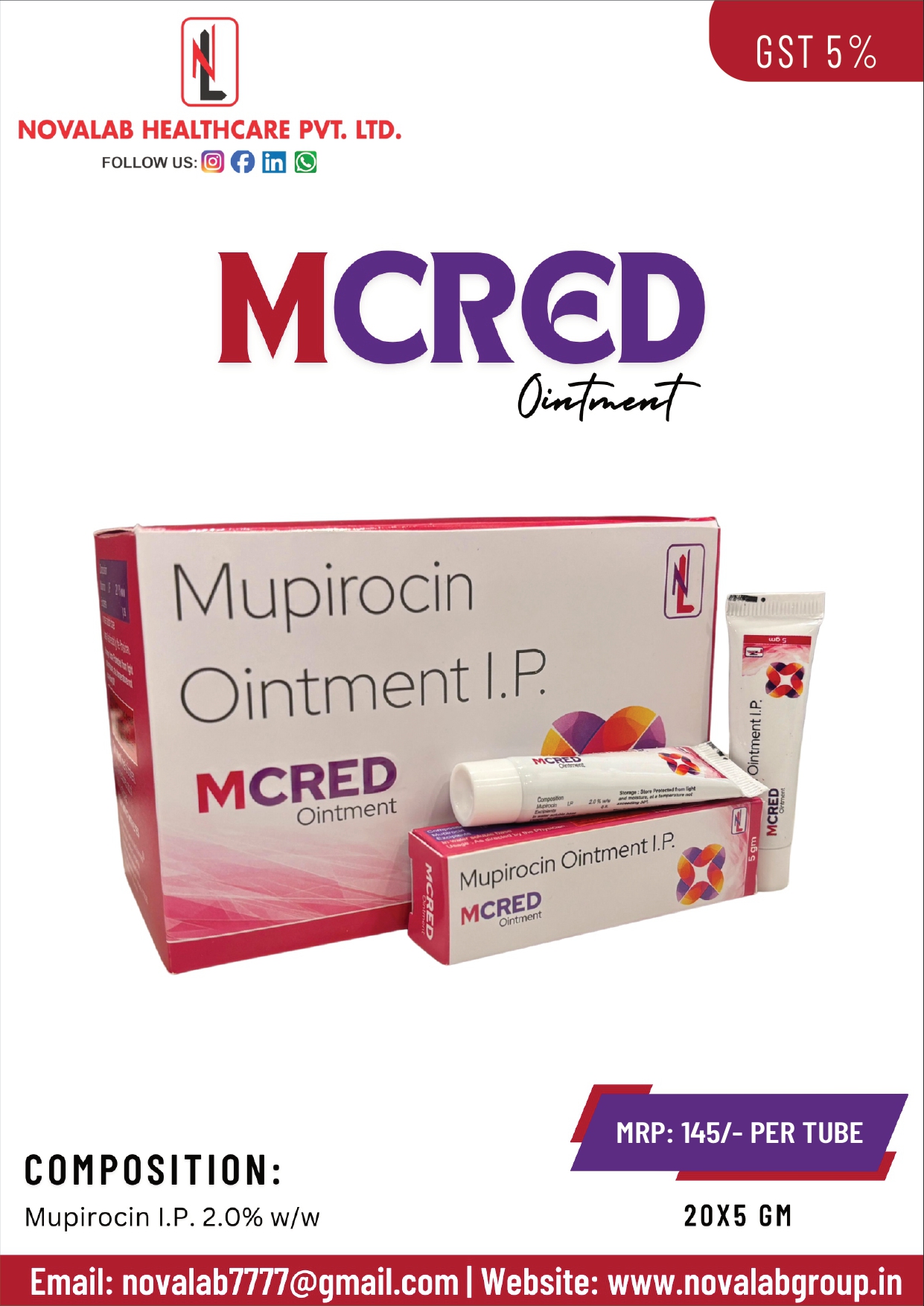 MCRED Ointment (Mupirocin 2% w/w Ointment)
