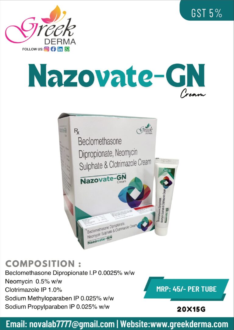 NAZOVATE-GN Cream (Beclomethasone Dipropionate 0.025% w/w, Neomycin Sulphate 0.5% w/w & Clotrimazole 1% w/w)