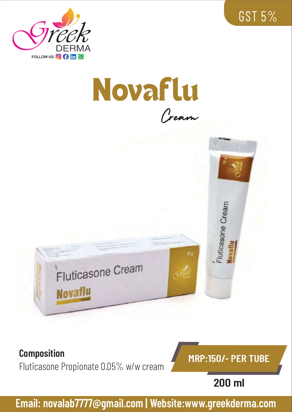 NOVAFLU Cream (Fluticasone Propionate 0.05% w/w Cream)