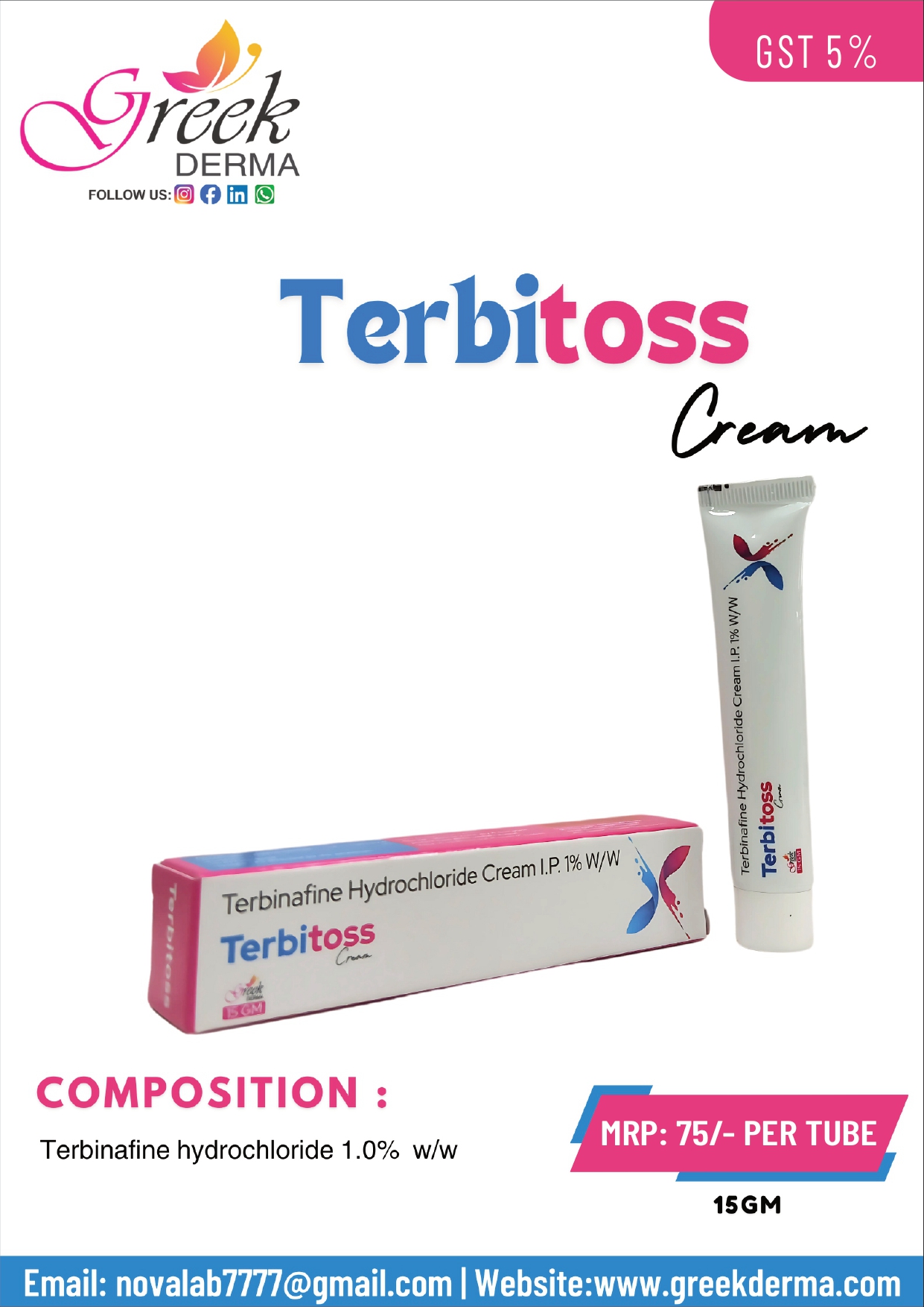 TERBITOSS Cream (Terbinafine HCl 1% w/w Cream)