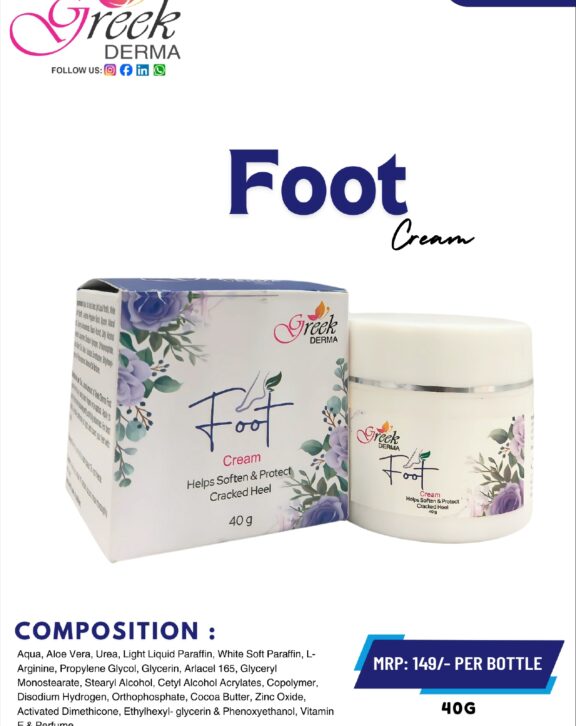 Foot Repair Cream is a nourishing formulation designed to repair and protect dry, rough, and cracked feet. Enriched with paraffin wax, it helps lock in moisture, soften hardened skin, and improve overall skin texture. The cream deeply hydrates and forms a protective barrier to prevent further dryness and damage. It soothes tired feet and supports skin repair, leaving them smooth and comfortable. Suitable for daily use, Foot Repair Cream helps restore softness and maintain healthy, well-nourished feet with regular application.