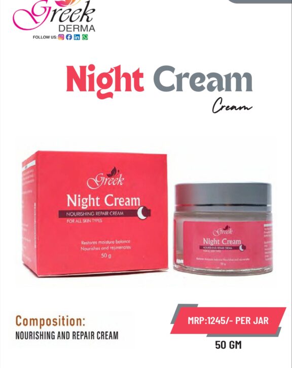 Greek Derma Night Cream is a rich and nourishing skincare formulation designed to repair and rejuvenate the skin overnight. It helps restore moisture, improve skin texture, and support natural skin renewal while you sleep. The cream deeply hydrates and nourishes the skin, reducing dryness and dullness while promoting a smoother and healthier appearance. Its non-greasy formula absorbs well, providing long-lasting hydration and comfort. With regular use, Greek Derma Night Cream helps achieve soft, refreshed, and revitalized skin, making it ideal for nighttime skincare routines.
