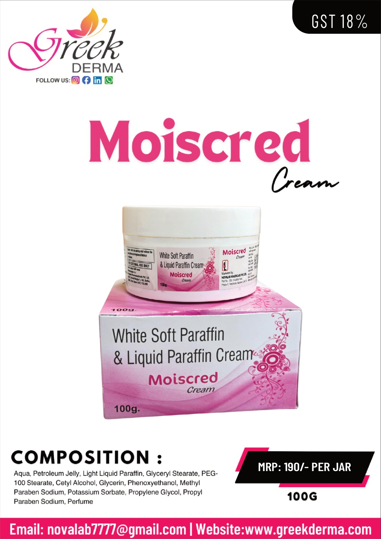 MOISCRED Cream (White Soft Paraffin 13.2% w/w & White Liquid Paraffin Cream)