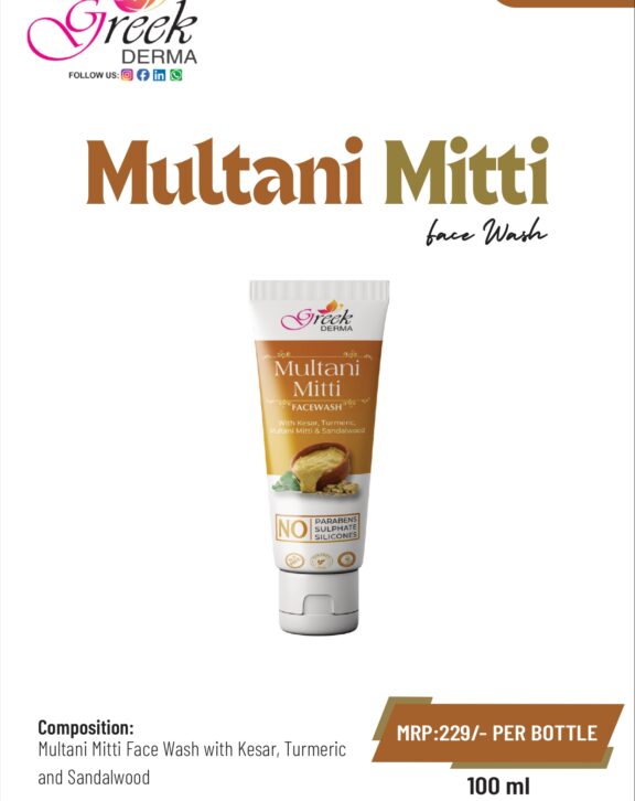 Multani Mitti Face Wash is a natural skincare formulation designed to deeply cleanse and refresh the skin. Enriched with Multani Mitti, Kesar, Turmeric, and Sandalwood, it helps remove excess oil, dirt, and impurities while improving skin texture. Multani Mitti absorbs oil and unclogs pores, while Kesar and Turmeric support skin brightening and glow. Sandalwood helps soothe and calm the skin, leaving it refreshed. The gentle formula maintains the skin’s natural moisture balance. Suitable for daily use, it helps achieve clean, smooth, and radiant-looking skin.