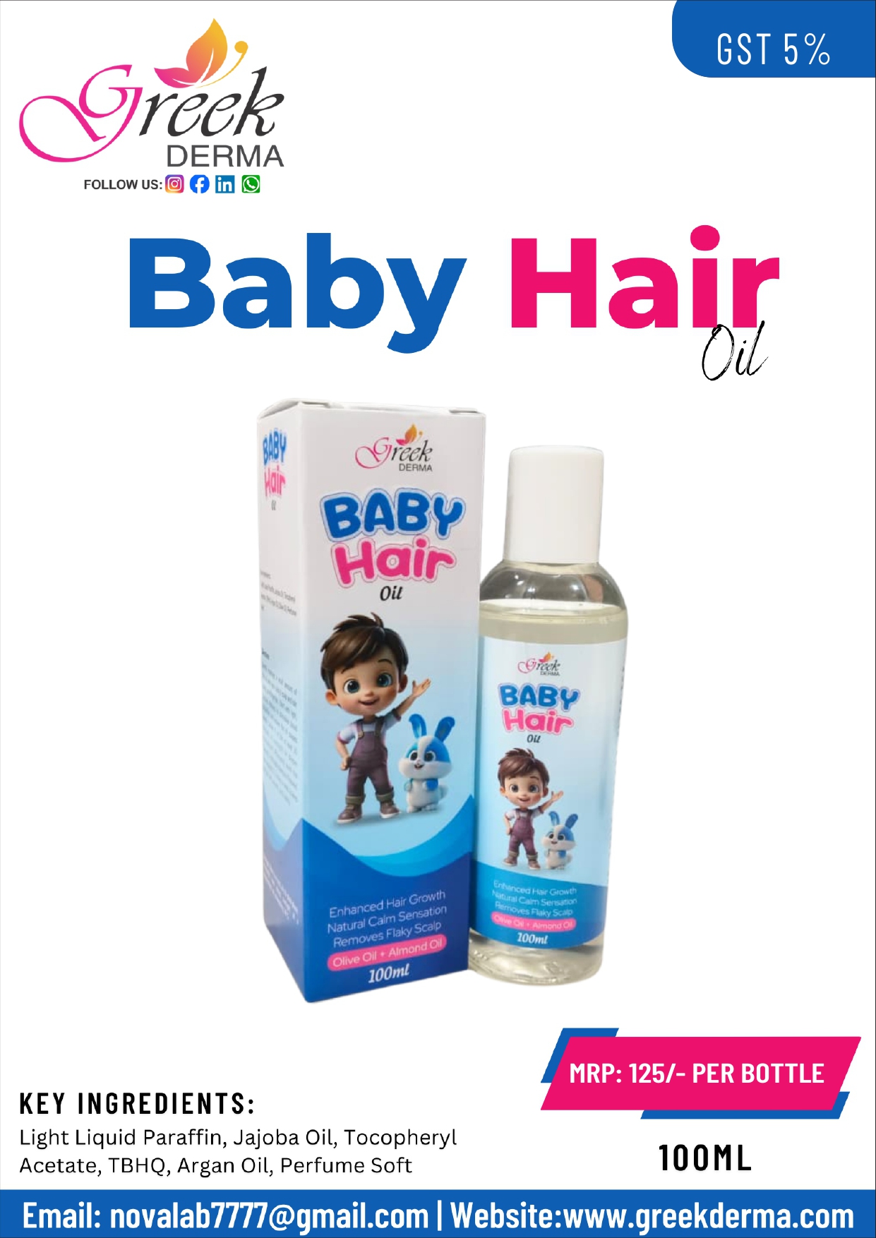 Baby Hair Oil (Olive Oil & Almond Oil Enriched)