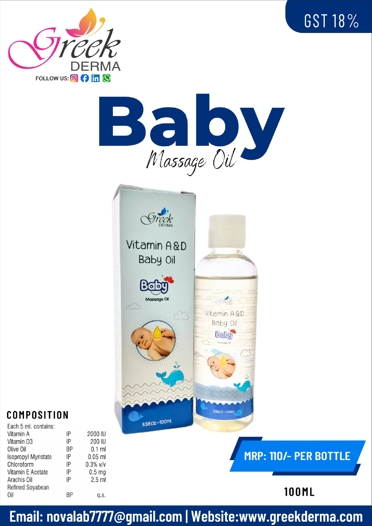 Baby Massage Oil (Til Oil & Almond Oil Enriched)