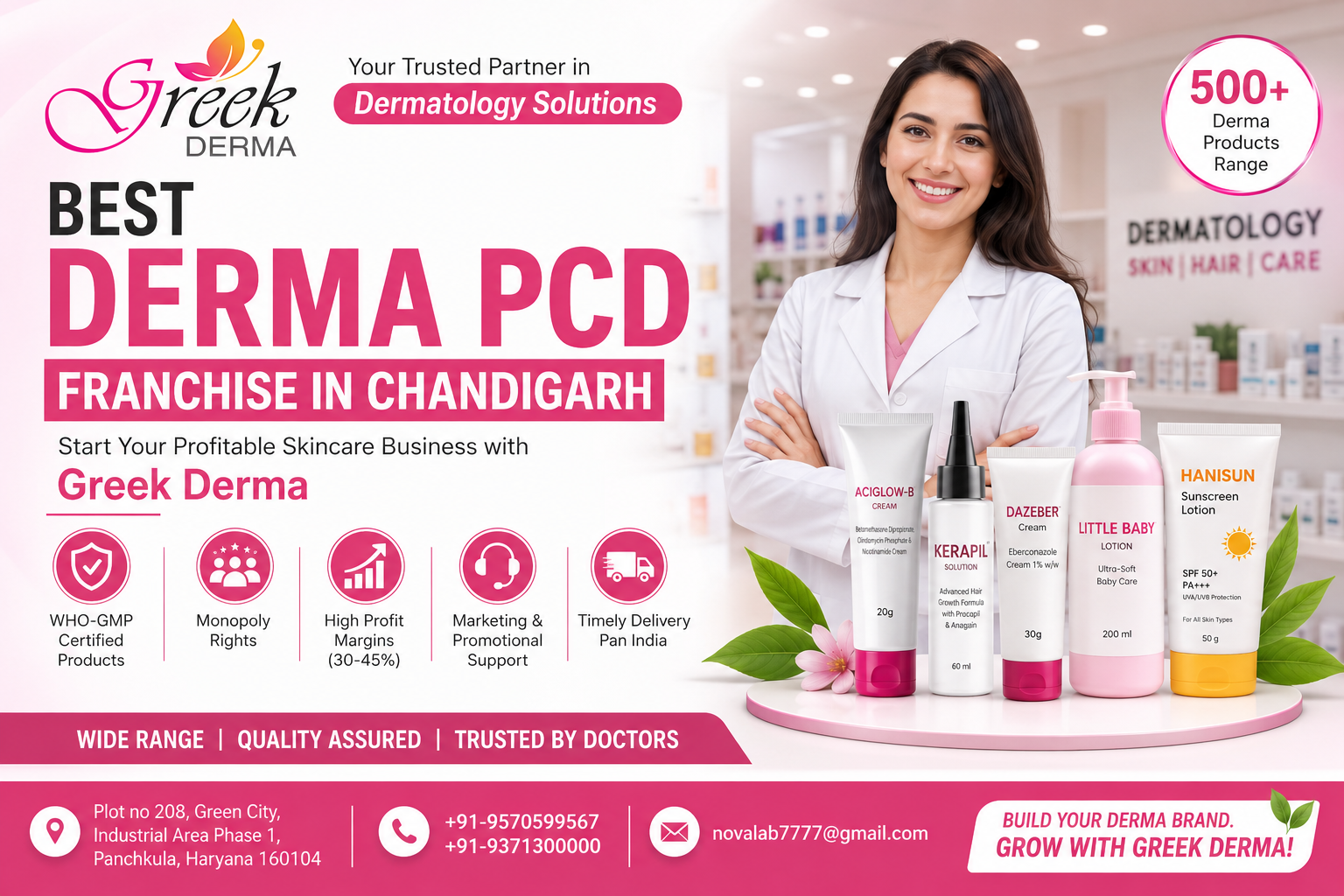 Greek Derma franchise marketing banner