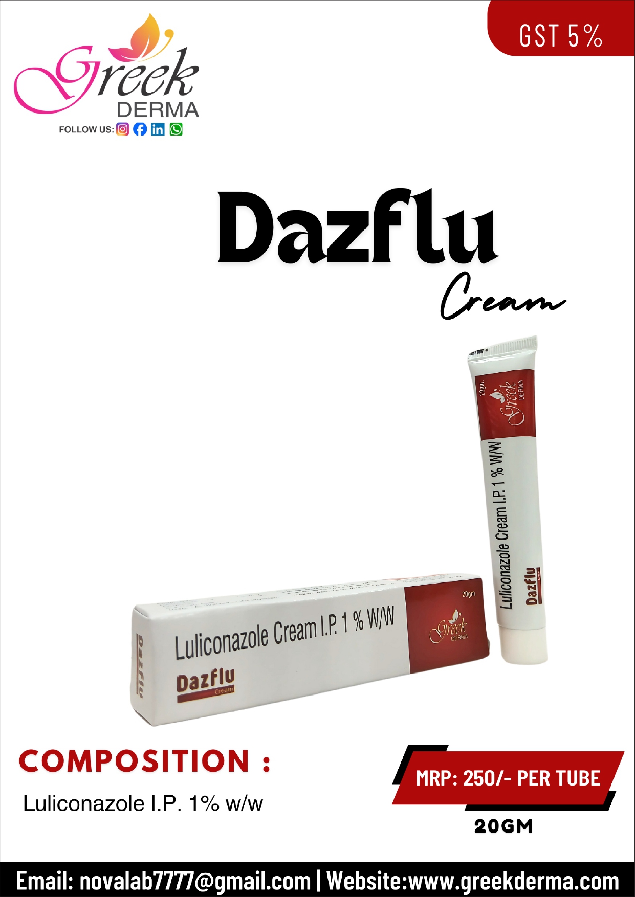 Luliconazole I.P. 1% w/w is a topical antifungal medication used to treat common fungal skin infections.